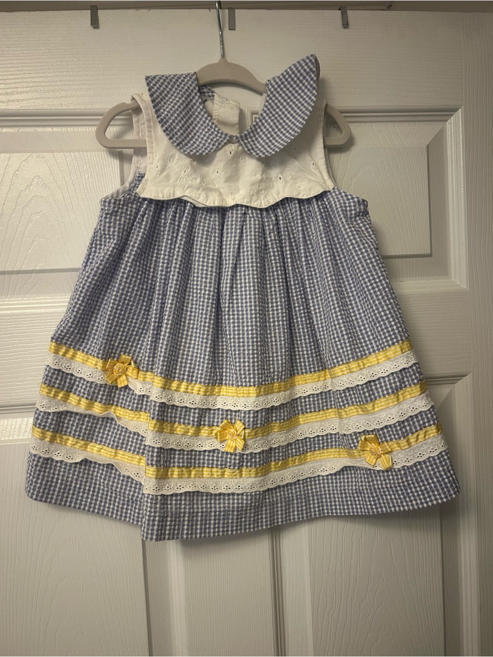 Samara blue and yellow gingham collared dress